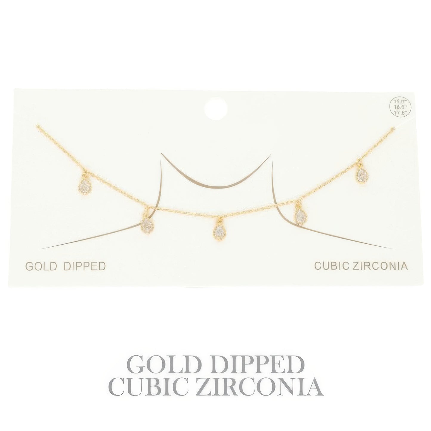 Gold Plated Teardrop Cz Station Necklace - Tigbul's Variety Fashion Shop
