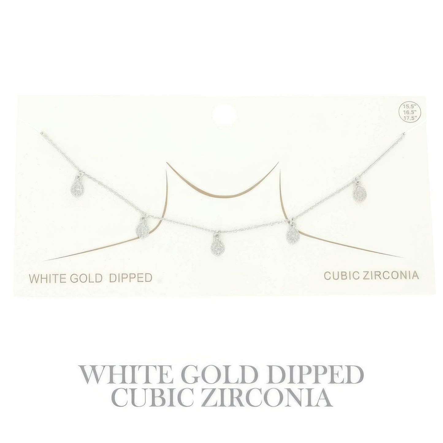 Gold Plated Teardrop Cz Station Necklace - Tigbul's Variety Fashion Shop