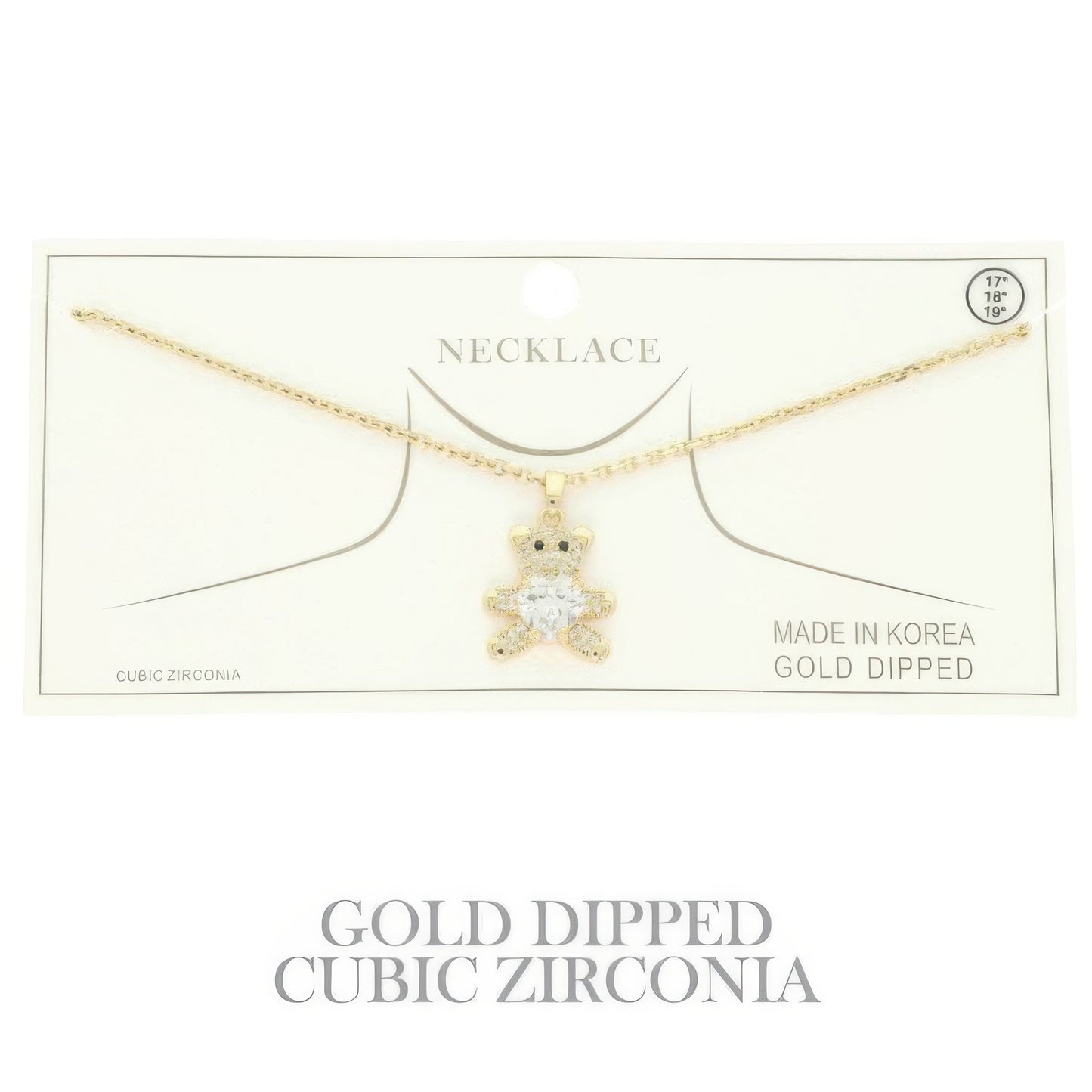 Gold Plated Teddy Bear Cz Pendant Necklace - Tigbul's Variety Fashion Shop