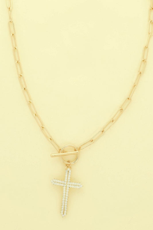 Cross Pendant Toggle Necklace - Tigbul's Variety Fashion Shop