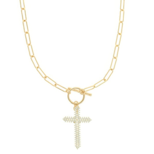 Cross Pendant Toggle Necklace - Tigbul's Variety Fashion Shop