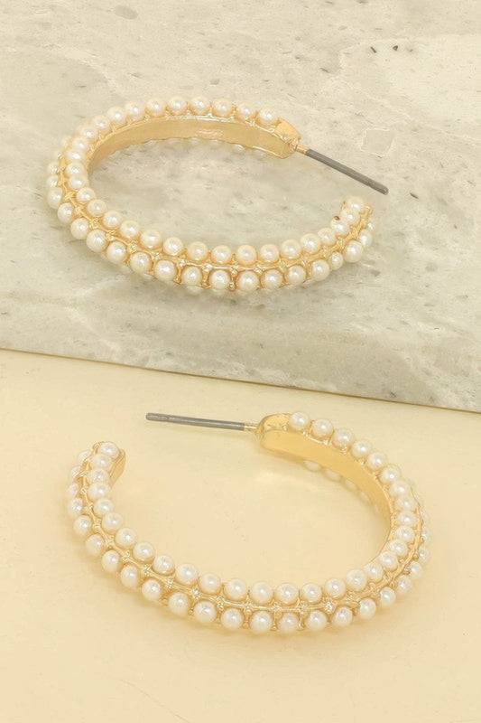 Pearl Caviar Hoop Earrings - Tigbul's Variety Fashion Shop