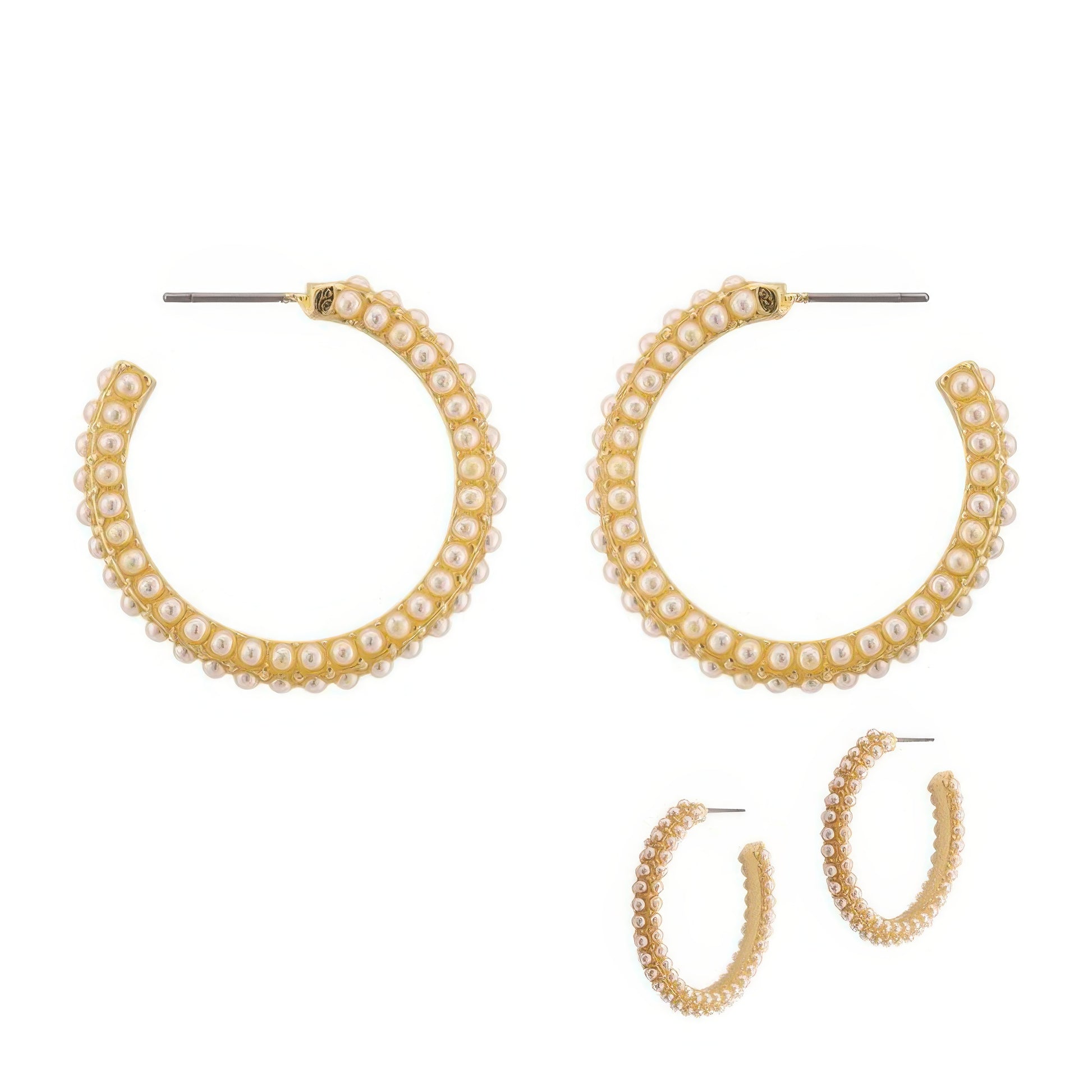 Pearl Caviar Hoop Earrings - Tigbul's Variety Fashion Shop