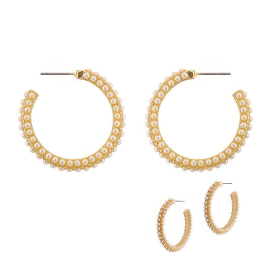Pearl Caviar Hoop Earrings - Tigbul's Variety Fashion Shop