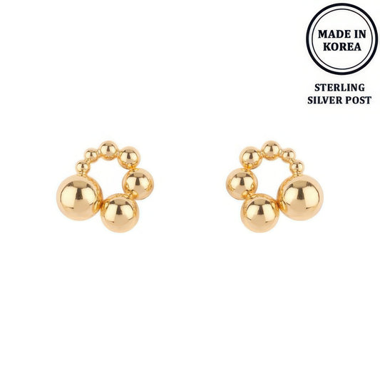 Ball Hoop Post Earrings - Tigbul's Variety Fashion Shop