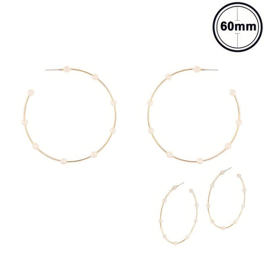 White Pearl Hoop Earrings - Tigbul's Variety Fashion Shop