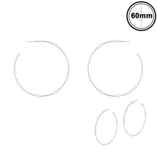 White Pearl Hoop Earrings - Tigbul's Variety Fashion Shop