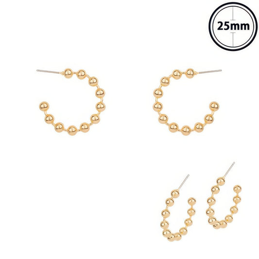 Ball Beaded Hoop Post Earrings - Tigbul's Variety Fashion Shop
