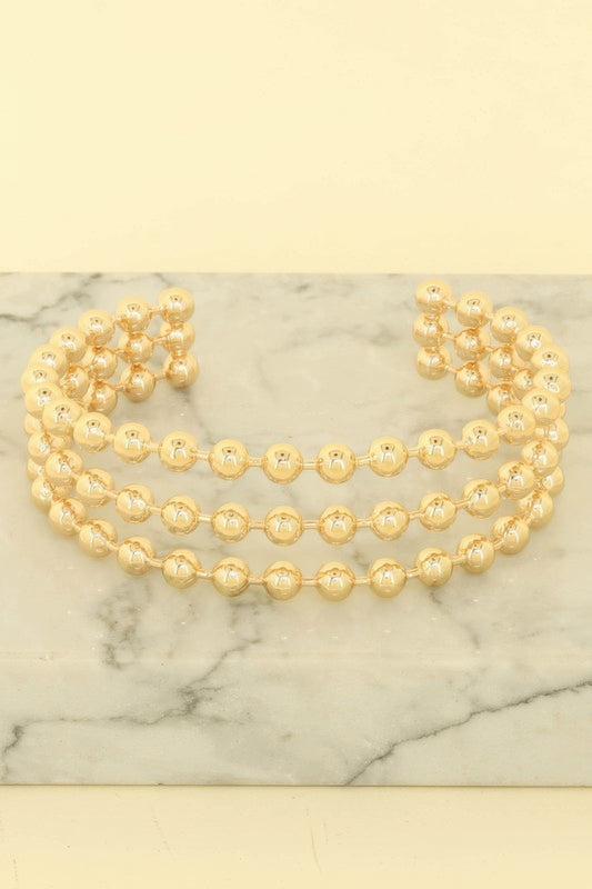 Multi-row Ball Chain Cuff Bracelet - Tigbul's Variety Fashion Shop