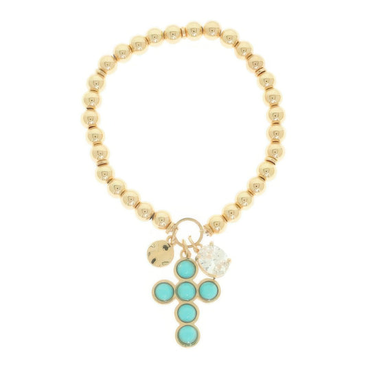 Bezel Jeweled Cross Bracelet - Tigbul's Variety Fashion Shop