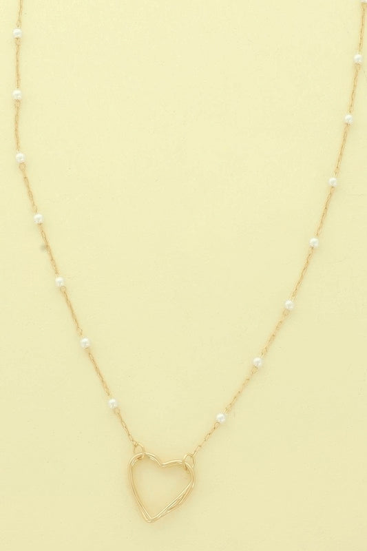 White Pearl Station Heart Necklace - Tigbul's Variety Fashion Shop