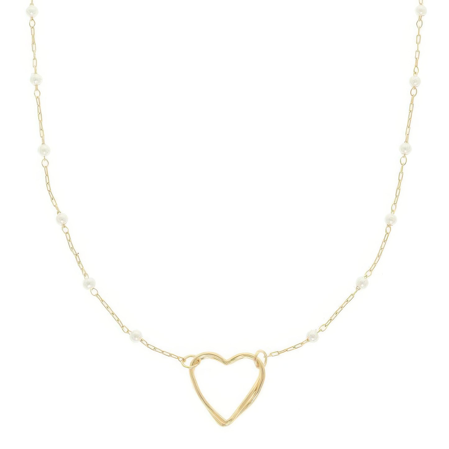 White Pearl Station Heart Necklace - Tigbul's Variety Fashion Shop