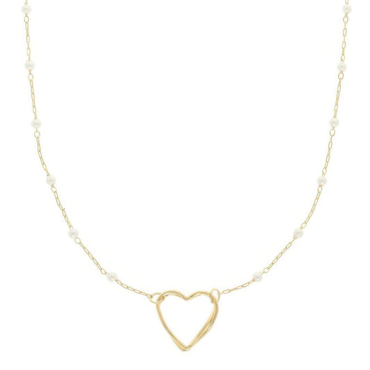 White Pearl Station Heart Necklace - Tigbul's Variety Fashion Shop