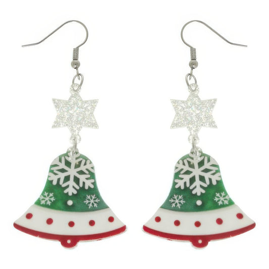 Christmas Bell Acrylic Dangle Earrings - Tigbul's Variety Fashion Shop