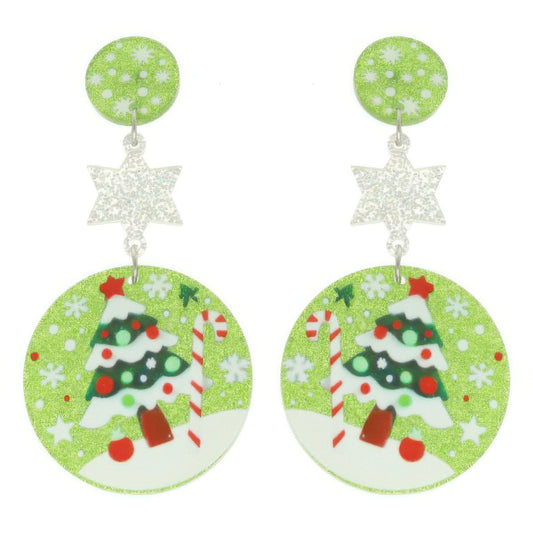 Christmas Tree Ornament Post Dangle Earrings - Tigbul's Variety Fashion Shop