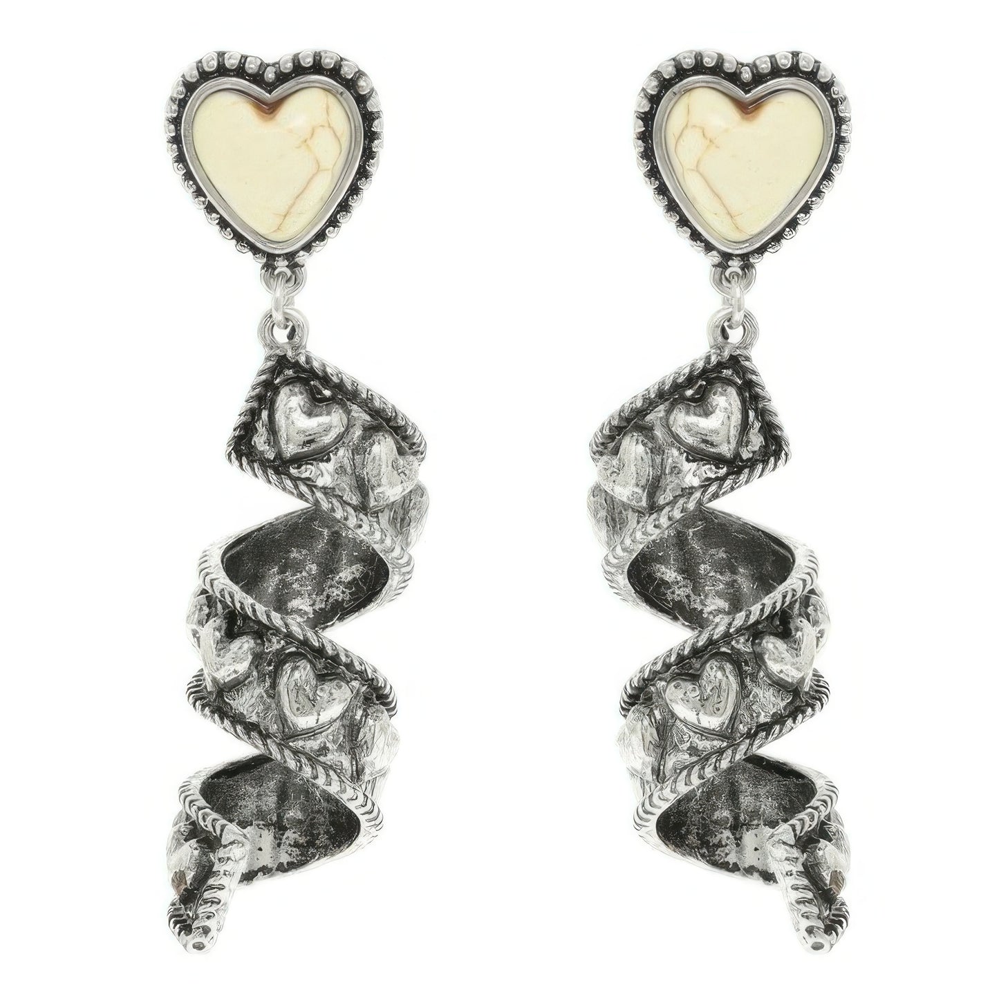 Western Turquoise Heart Spiral Earrings - Tigbul's Variety Fashion Shop