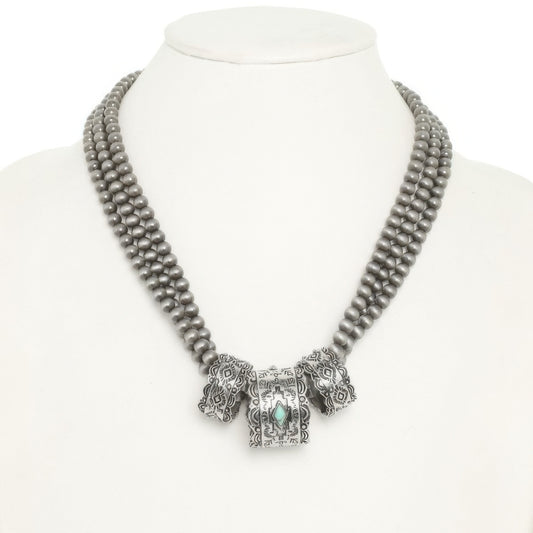 Western Navajo Barrel Pendant Beaded Necklace - Tigbul's Variety Fashion Shop