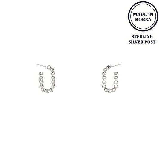 Ball Beaded Hoop Post Earrings - Tigbul's Variety Fashion Shop