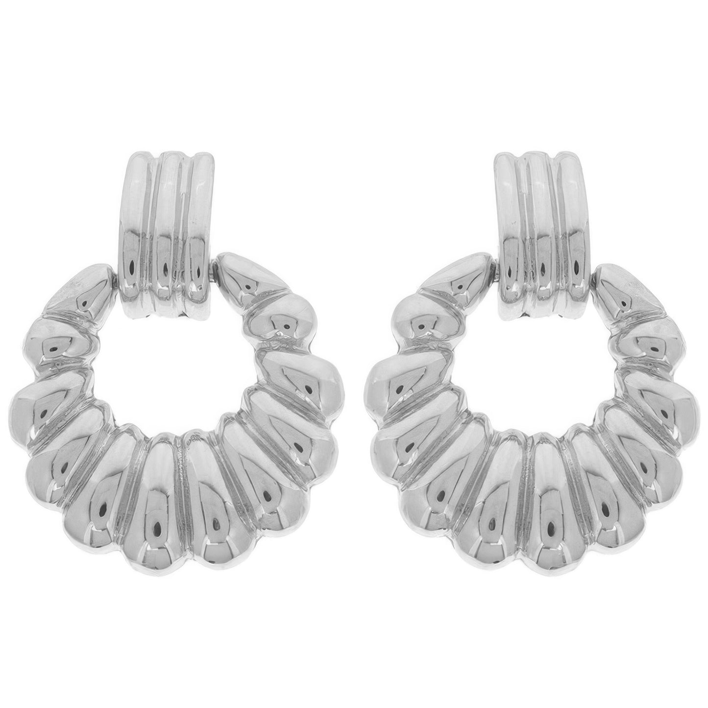 Scallop Pattern Crescent Hoop Earrings - Tigbul's Variety Fashion Shop