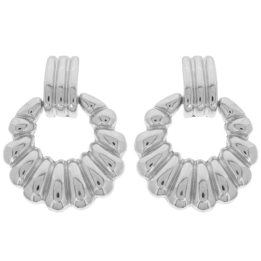 Scallop Pattern Crescent Hoop Earrings - Tigbul's Variety Fashion Shop