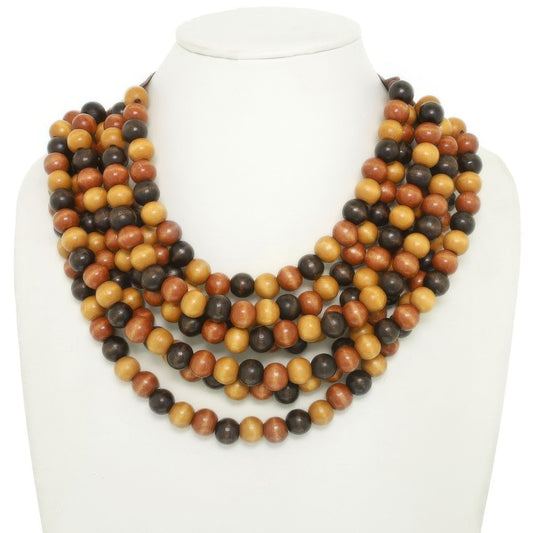 Multi-strand Wood Bead Necklace - Tigbul's Variety Fashion Shop