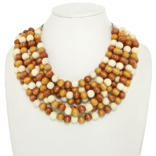 Multi-strand Wood Bead Necklace - Tigbul's Variety Fashion Shop