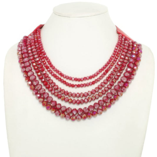 Multi-strand Faceted Bead Necklace - Tigbul's Variety Fashion Shop