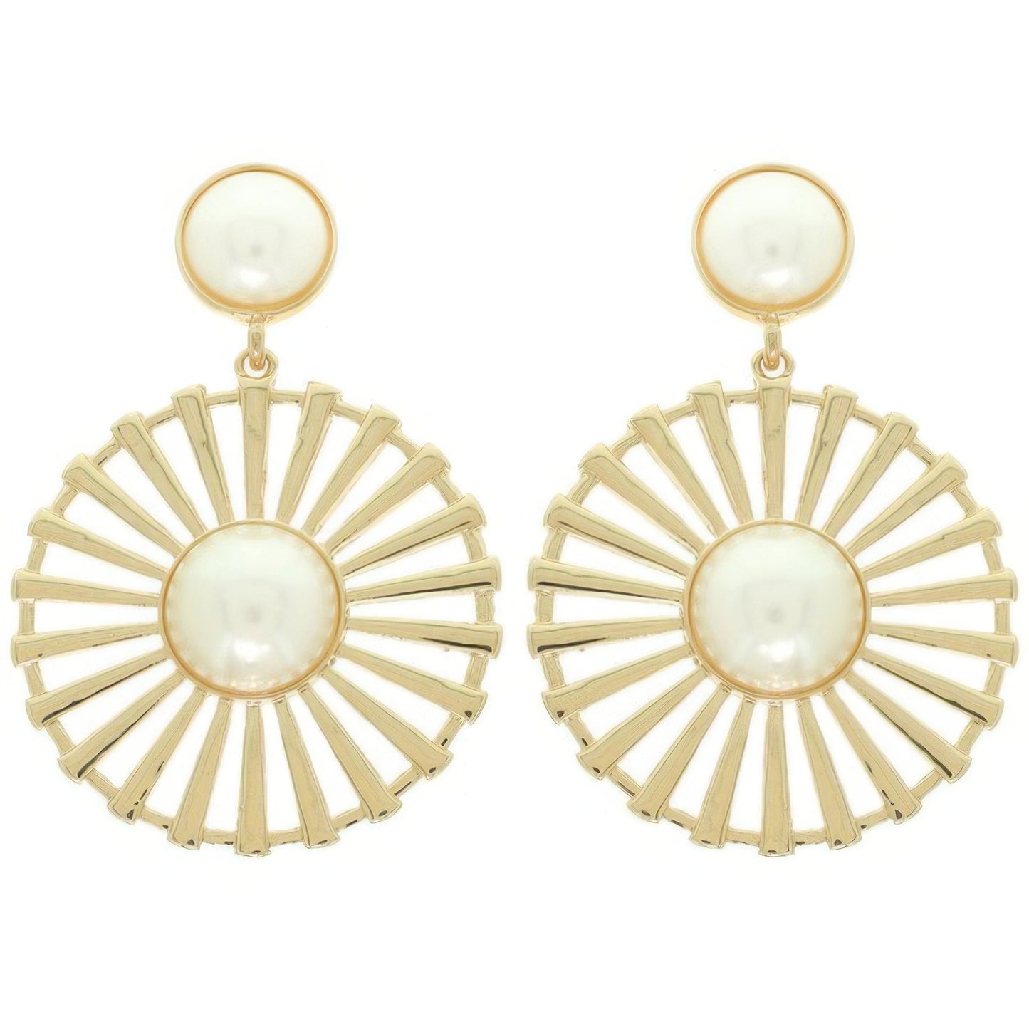 Radial Pattern Floral Pearl Earrings - Tigbul's Variety Fashion Shop