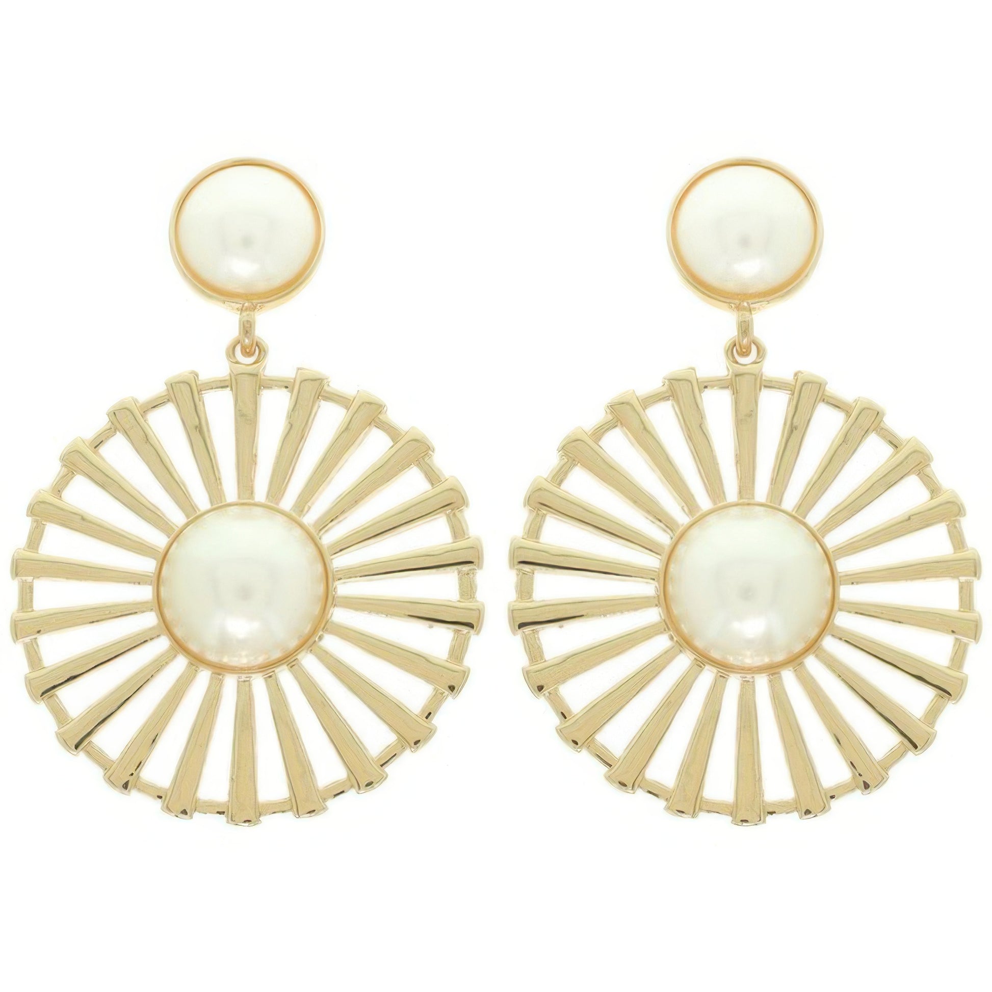 Radial Pattern Floral Pearl Earrings - Tigbul's Variety Fashion Shop