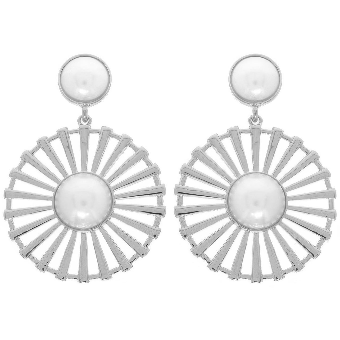 Radial Pattern Floral Pearl Earrings - Tigbul's Variety Fashion Shop