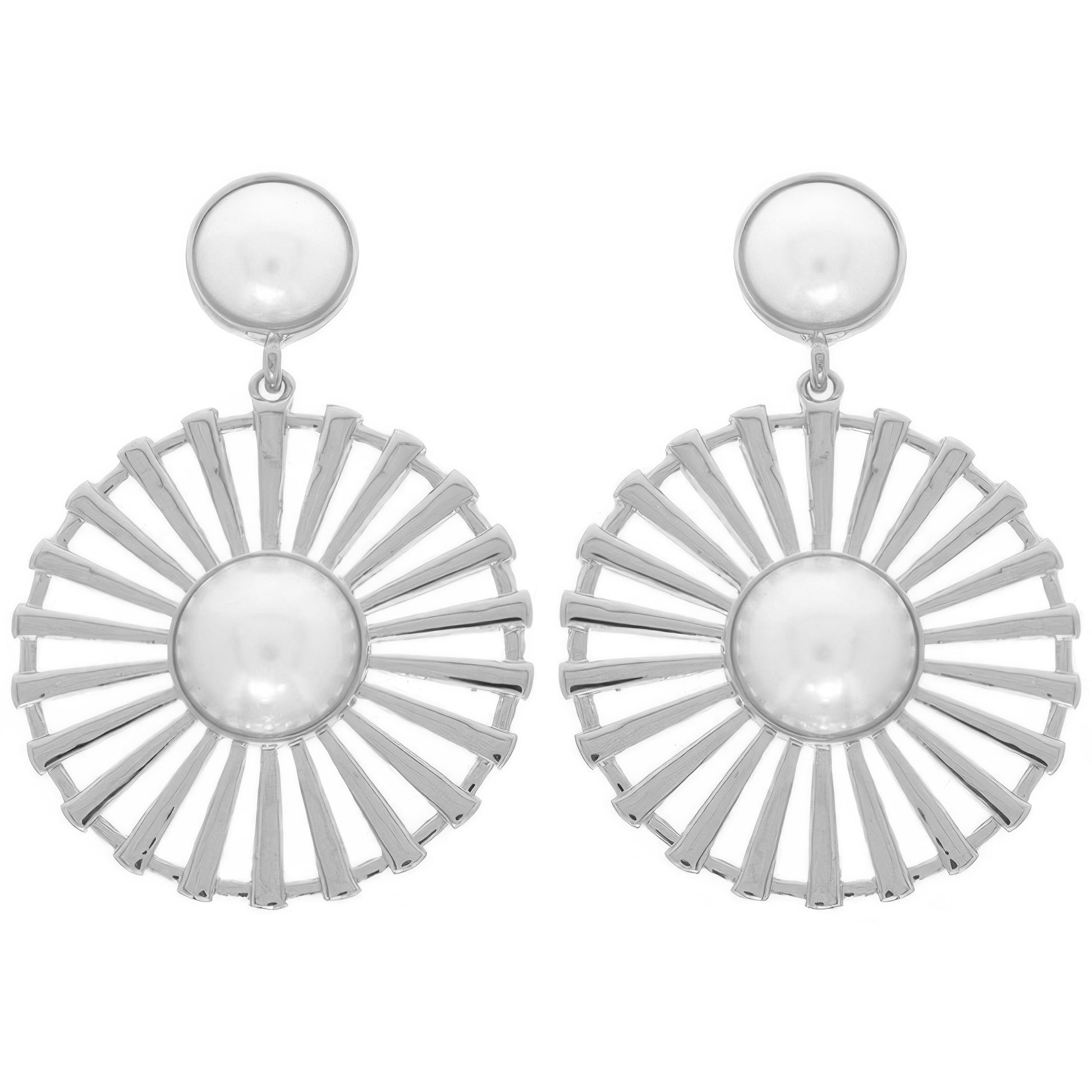 Radial Pattern Floral Pearl Earrings - Tigbul's Variety Fashion Shop