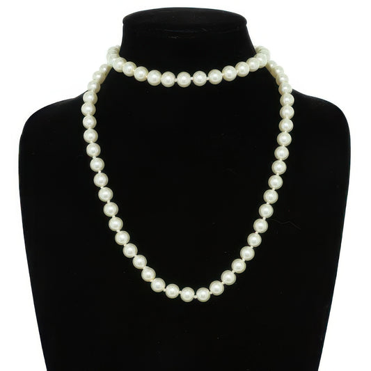 White Pearlescent Pearl Beaded Necklace - Tigbul's Variety Fashion Shop