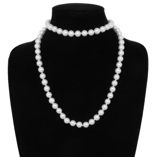 White Pearlescent Pearl Beaded Necklace - Tigbul's Variety Fashion Shop