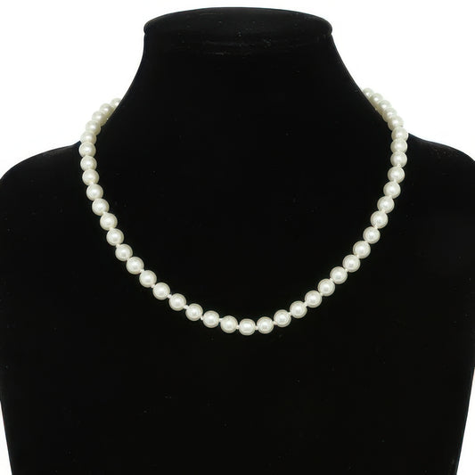 White Pearlescent Pearl Beaded Necklace - Tigbul's Variety Fashion Shop