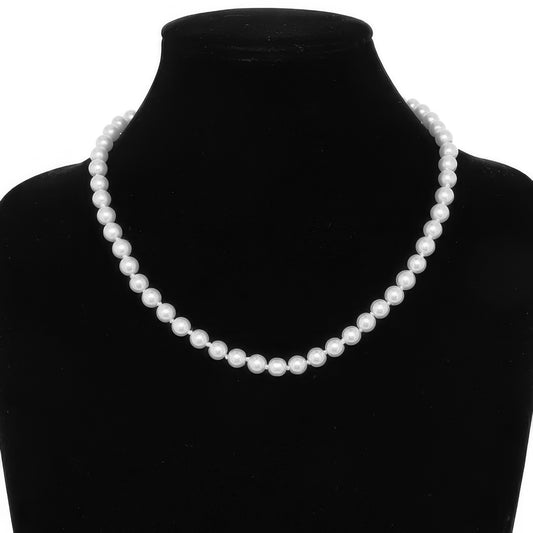 White Pearlescent Pearl Beaded Necklace - Tigbul's Variety Fashion Shop