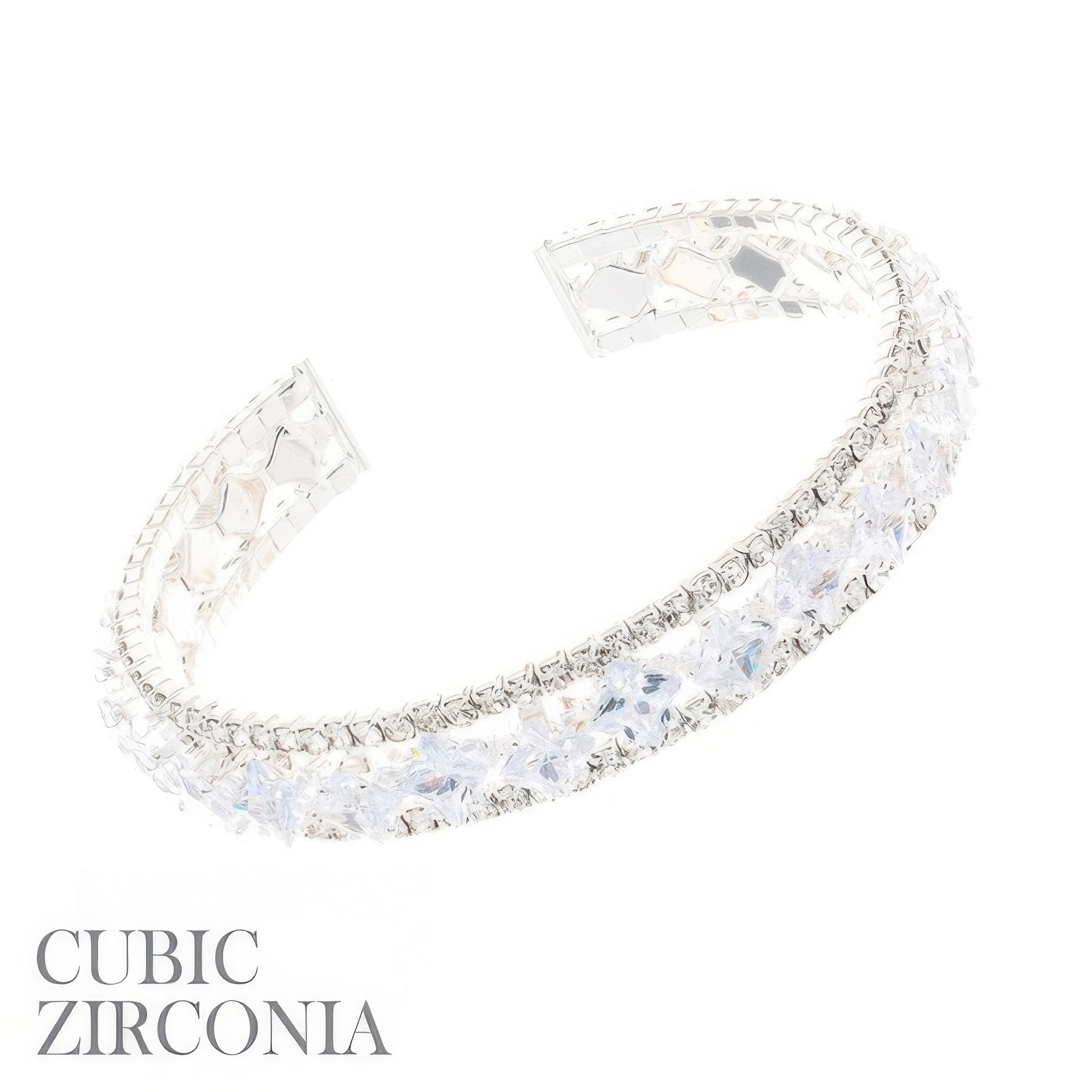 Princess Cut Cubic Zirconia Cuff Bracelet - Tigbul's Variety Fashion Shop