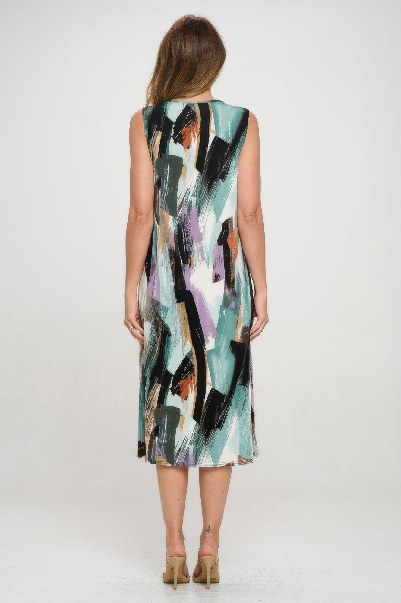 Bns V-neck Midi Tank Dress With Side Slit - Tigbul's Variety Fashion Shop
