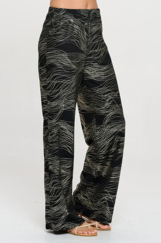 Fukuro Jacquard Wide Leg Pants W/foil - Tigbul's Variety Fashion Shop
