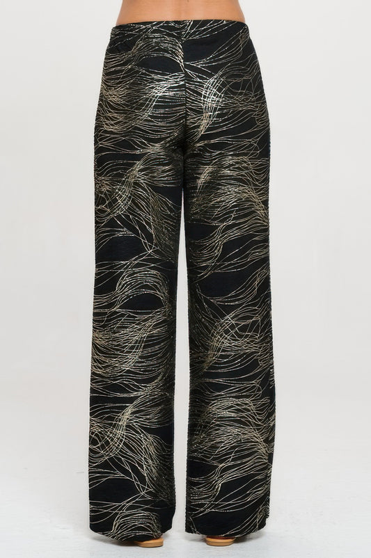 Fukuro Jacquard Wide Leg Pants W/foil - Tigbul's Variety Fashion Shop