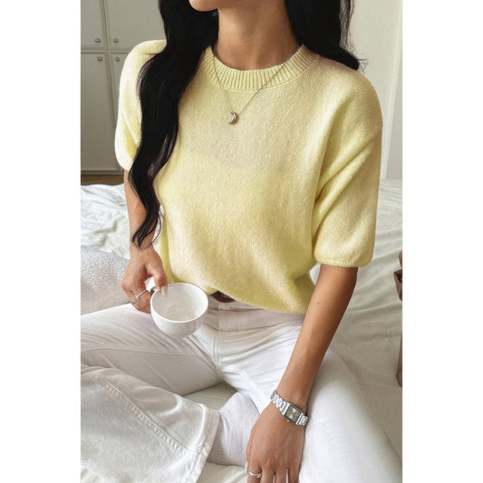 Round Neck Knit Drop Shoulder Loose Sweater - Tigbul's Variety Fashion Shop