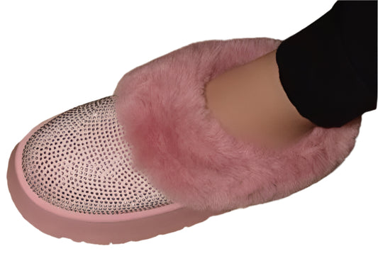Size 7.5 Pink Faux Fur Platform Bootie Slippers - Tigbul's Variety Fashion Shop