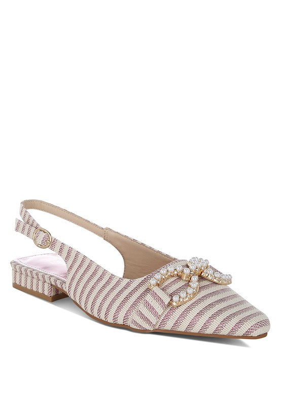 Women's Pearl-Detailed Horsebit Woven Flats - Tigbul's Variety Fashion Shop