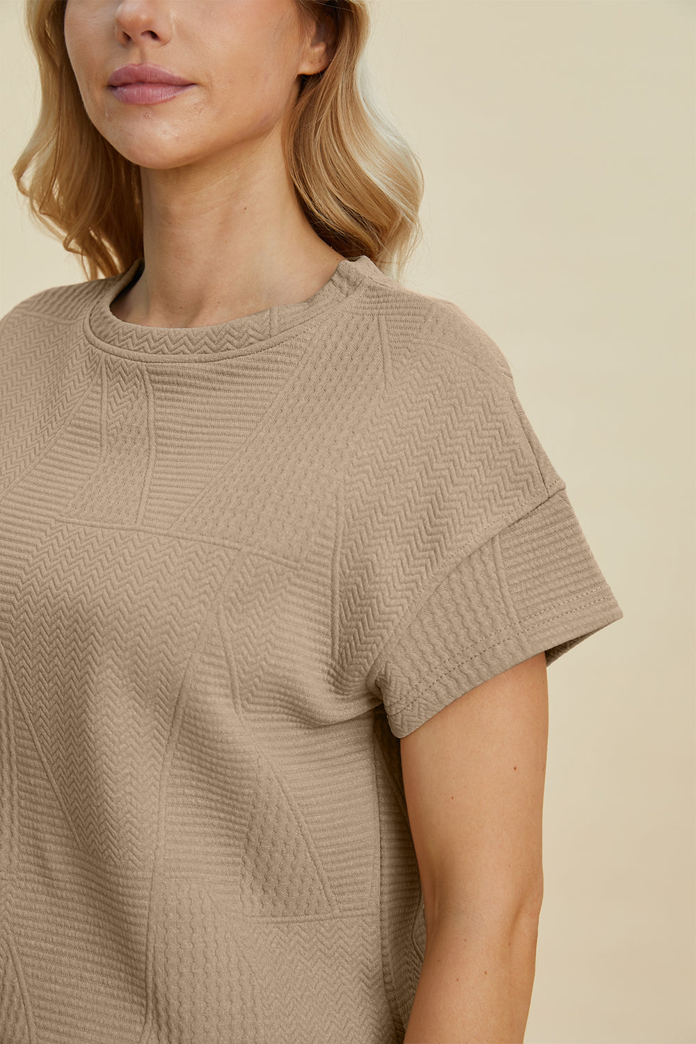 Texture Short Sleeve Top and Shorts Set - Tigbul's Variety Fashion Shop