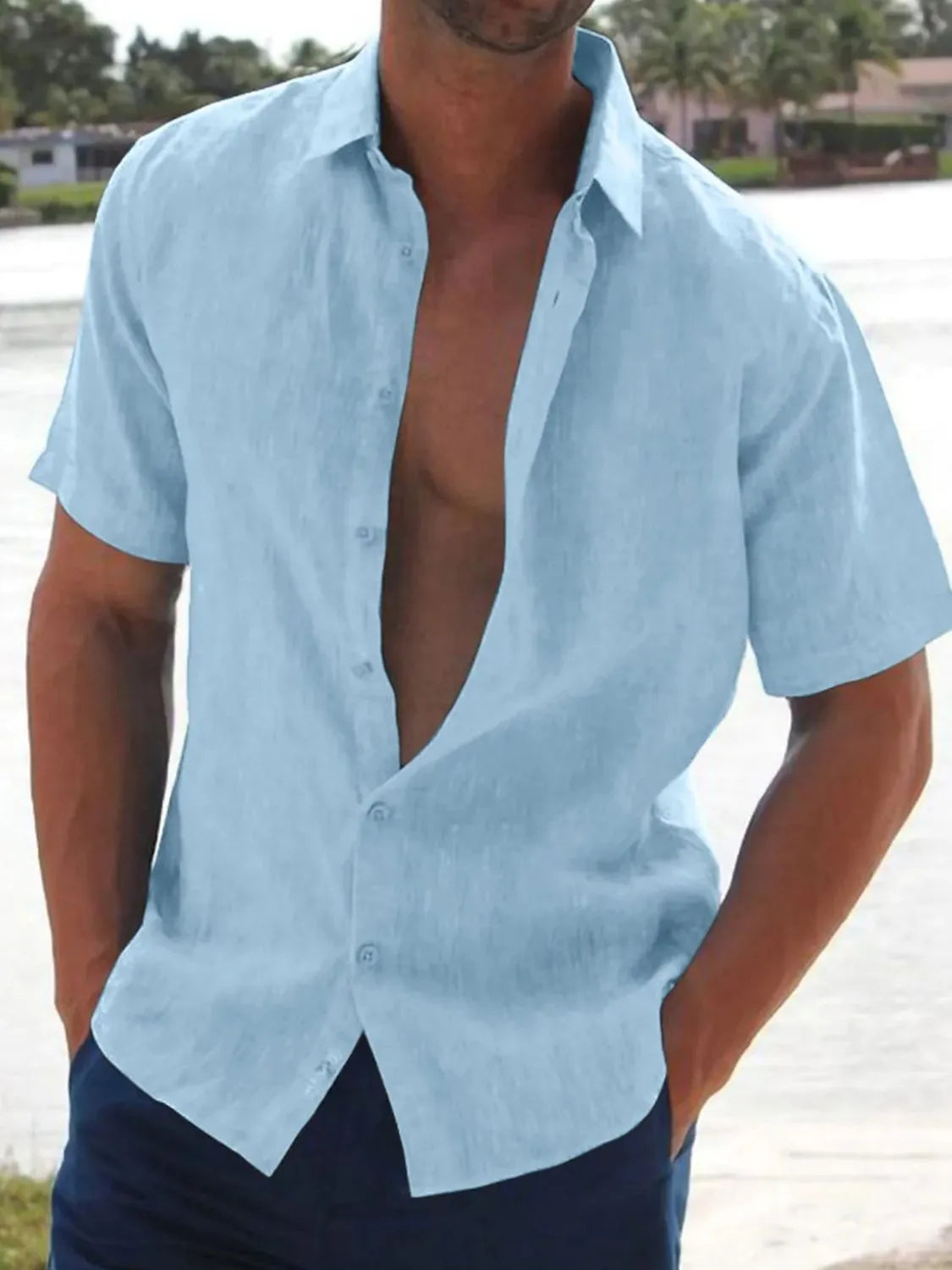 Men's Full Size Button Up Short Sleeve Shirt Plus Size - Tigbul's Variety Fashion Shop