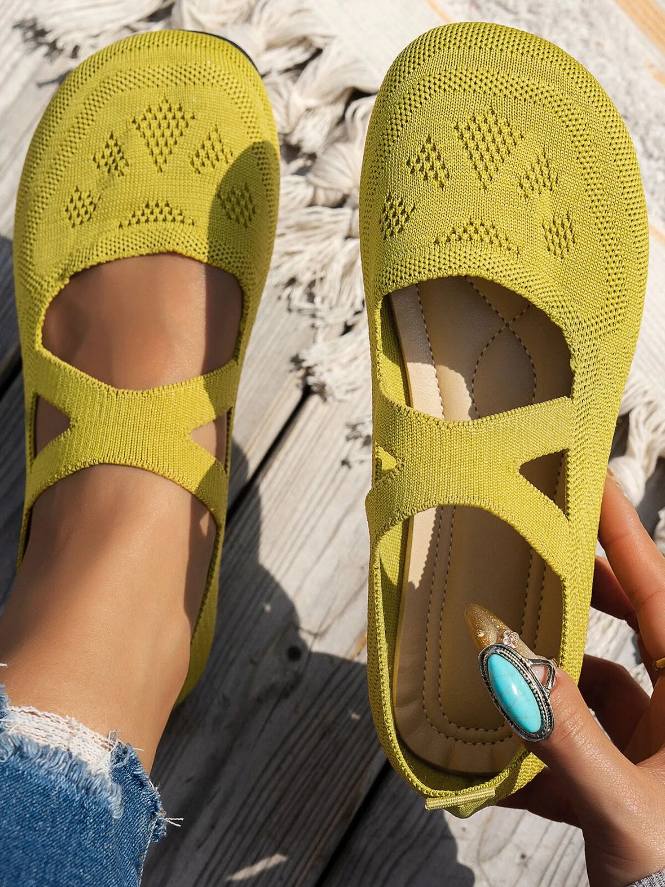 Knit Mary Jane Slip-On Loafers with Strap - Tigbul's Variety Fashion Shop