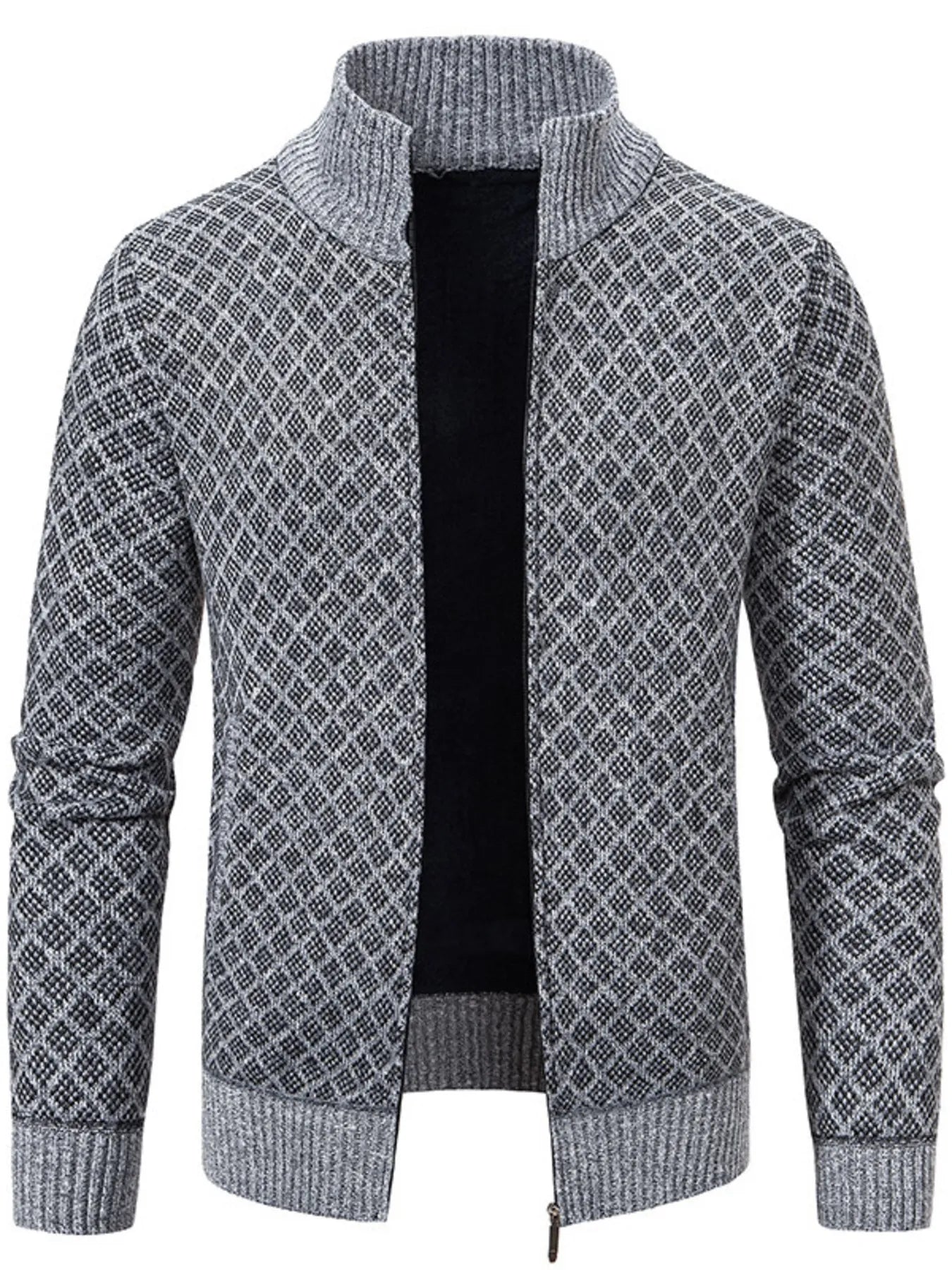 Men's Plus Size Zip-Up Knit Cardigan - Tigbul's Variety Fashion Shop