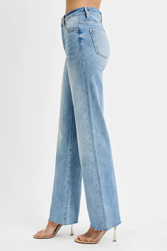 RISEN Tummy Control Rise Straight Jeans - Tigbul's Variety Fashion Shop