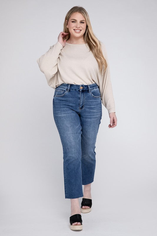 Plus Size High Rise Slim Straight Jeans - Tigbul's Variety Fashion Shop