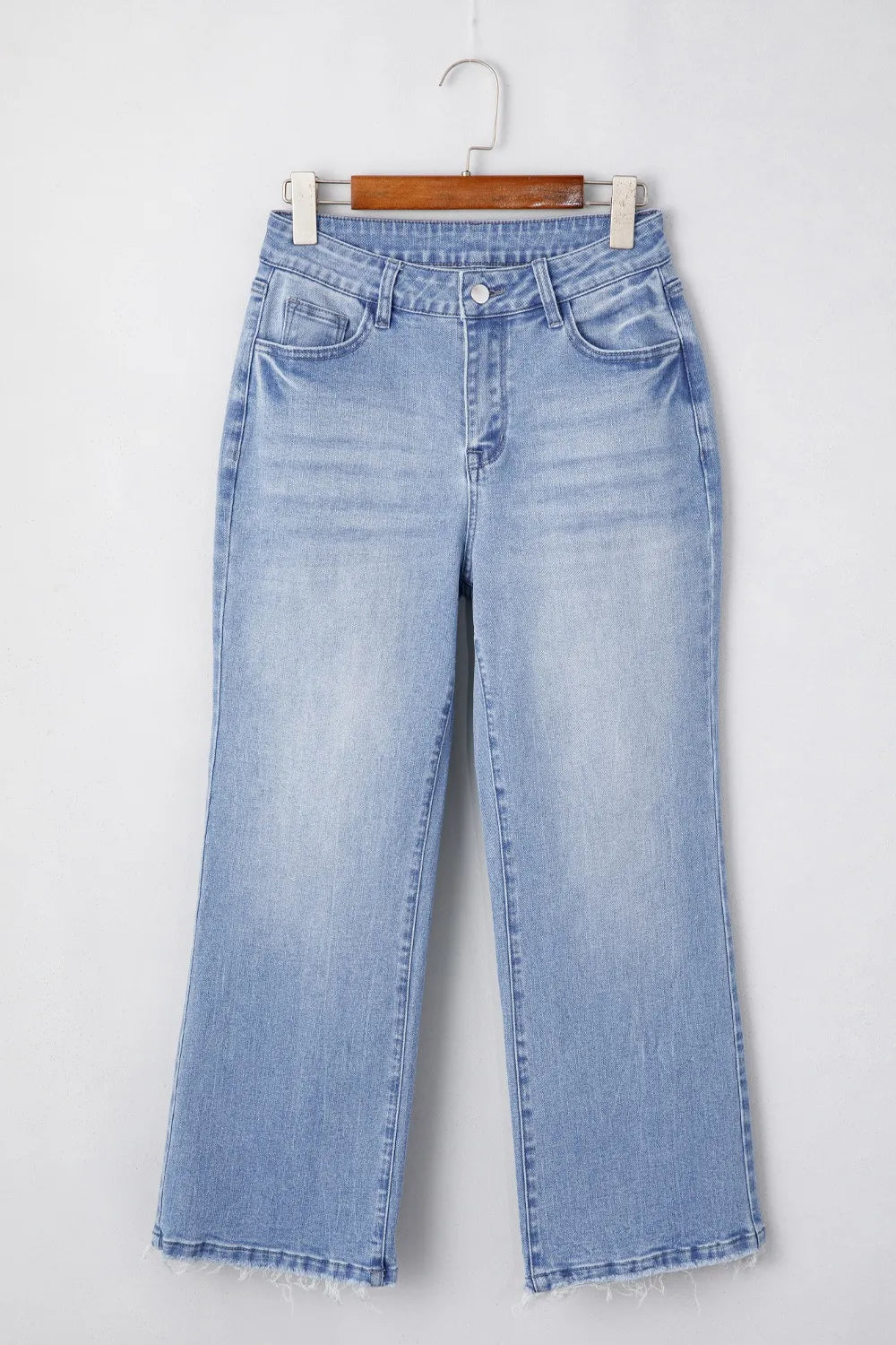 Mineral Wash Raw Hem High Waist Flared Jeans - Tigbul's Variety Fashion Shop
