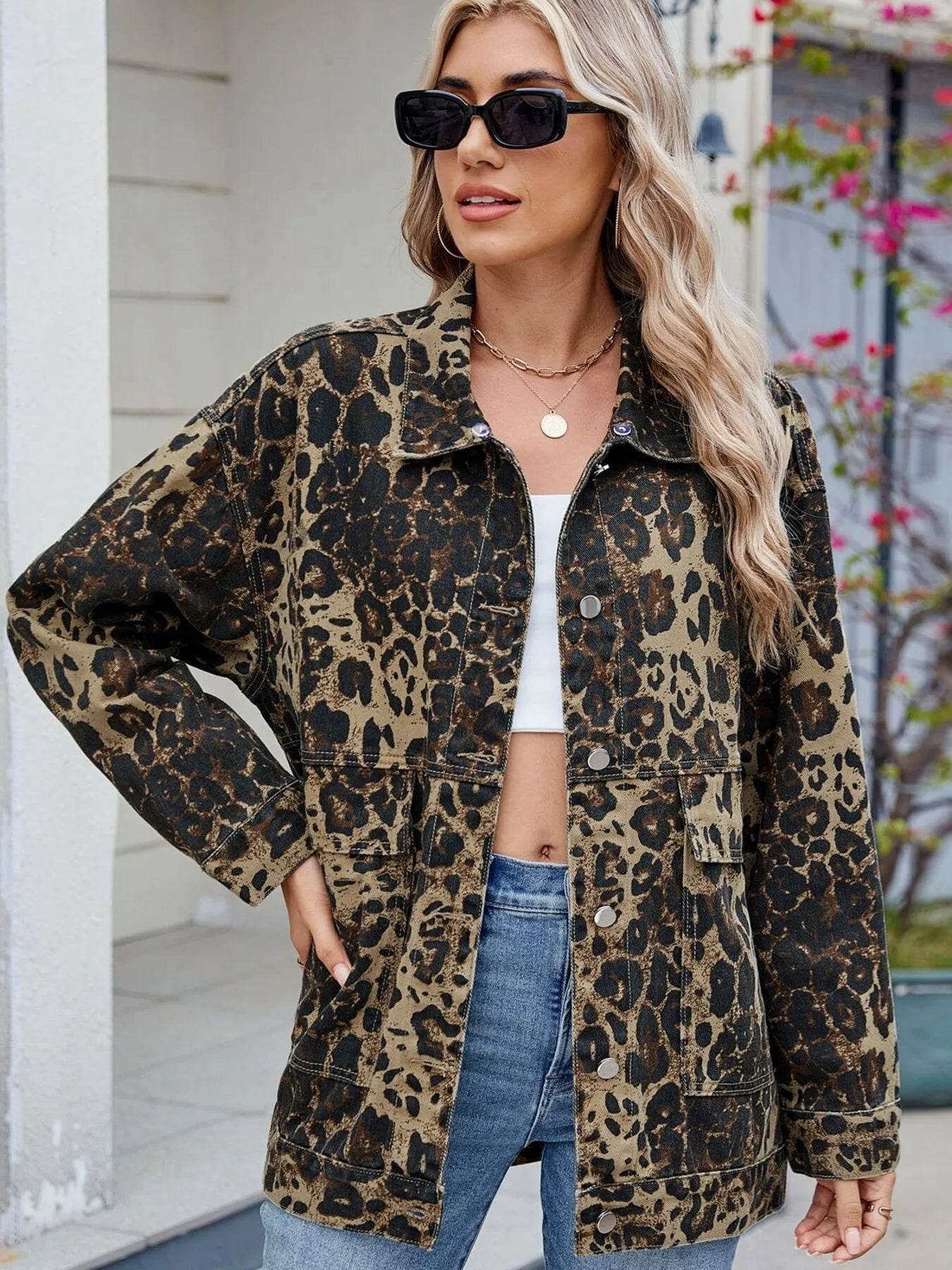 Button Up Long Sleeve Denim Jacket - Tigbul's Variety Fashion Shop